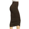 thumbnail image 2 of Made by Johnny Women's Slim fit Bodycon Party Club Night Out Elegant Ruched High Waist Long Pencil Skirt with Side Shirring XXL BROWN, 2 of 6