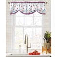 thumbnail image 5 of Tie Up Valance Curtain for Kitchen, Independence Day Flower Star Love Heart Rod Pocket Short Curtains Adjustable Tie-Up Shade Valances, Red Blue Plaid Window Treatment for Bathroom Living Room Bedroom, 5 of 7