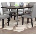 thumbnail image 3 of Contemporary Dining Room Furniture 7pc Set Rectangle Dining Table 6x Side Chairs Grey Fabric Cushion Storage Shelve Dining Table, 3 of 10