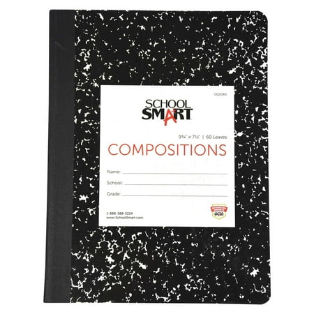 School Smart Hard Cover Ruled Composition Book, 60 Sheets, 9-3/4 x 7-1/2 Inches