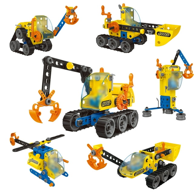 6-in-1 STEM Building Blocks Set for Kids Ages 5+, 117PCS DIY Construction Toys with ABS Material, Educational Learning Kit to Enhance Logical Thinking & Creativity, Family Interactive Assembly Toys