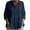 Navy, variant on Lenpel 3/4 Length Sleeve Womens Tops Cotton Linen Trendy Button Collared Peplum Blouses Lightweight Solid Color Shirts