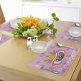thumbnail image 4 of Ambesonne Feminine Place Mats Set of 4, Happy Cartoon Cat, Standard Size, Yellow and Pink, 4 of 6