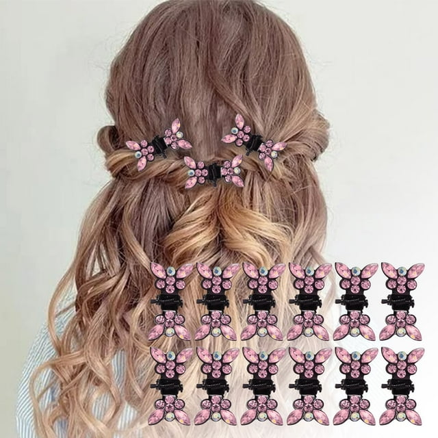 WIFKLSIIPG 12 Pack Women'S Hair Clip Clips Glitter Teeth Clips Rhinestone Hair Clips Metal Clips Flower Hair Accessories Butterfly Rhinestone Mini Smal Clips