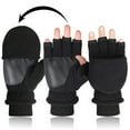 thumbnail image 3 of Women Men Gloves Flip Flop Mittens Gloves Half Fingers Thicken Winter Gloves for Cycling Driving, 3 of 6