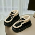 thumbnail image 5 of Tao Tao Women's Suede Plush Booties,Lace Up Non-Slip Platform Sole Thick Faux Fur Warm Indoor Outdoor Flat Comfortable Winter Snow Ankle Boots Casual Plush Shoes Black 40, 5 of 5