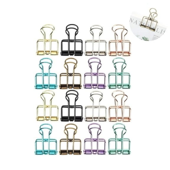 QZS Multicolor Metal Wire Clips,Pack of 16 Portable Hollow Long Tail Binder Clips,Strong Grip for Paperwork & Sewing supply for Office,Paperwork(S)