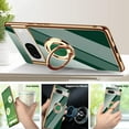thumbnail image 4 of Compatible with Google Pixel 7 Pro 5g Cell Phone Case Ultra Slim Thin with 360°Finger Ring Stand Metal Electroplated Soft TPU Frame Full Body Shock-Absorption Bumper Hard Back Mobile Cover-Green, 4 of 14