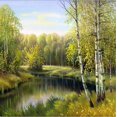 thumbnail image 2 of Art.com Autumn Landscape, Canvas, Oil Stretched Canvas Print Wall Art by balaikin2009, 24" x 24", 2 of 4