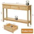 thumbnail image 2 of Ktaxon Modern Console Table, 51" Rattan Entryway Table with Storage Shelf & 3 Drawers for Living Room Hallway Foyer Bedroom Office, Natural, 2 of 9