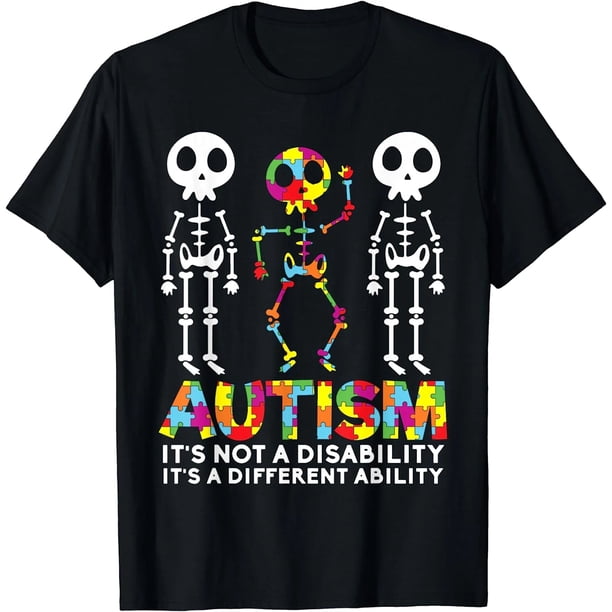 Playera de Mujer de Concienciación sobre el Autismo con Diseño de Calavera para Mamá, Papá e Hijos