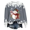 thumbnail image 6 of Towmus Christmas Sweatshirts for Women Loose Fit Snowman Printed Graphic Sweatshirts Roundneck Fall Pullover Tops, 6 of 7