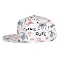 thumbnail image 3 of Daiia Cute Magic Bunny print Flat Bill Hats Flat Brim Trucker Cap Baseball Cap Adjustable Classic Low Profile Hat Unconstructed Plain Cap, 3 of 9
