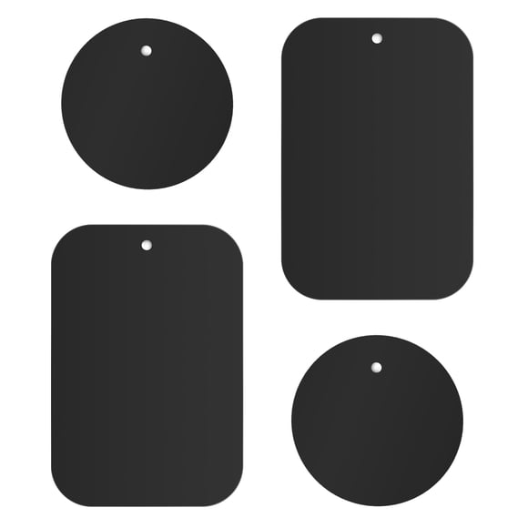 KAKOWELY 4 Pcs Plaque Métallique Adhésive pour Support Magnétique de Téléphone de Voiture Support GPS Support de Montage (2 Rectangulaires et 2 Ronds),2.56"X1.77"X0.2"