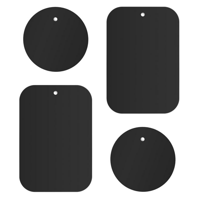 UKCOCO - 4 placas metálicas adhesivas para soporte magnético de teléfono y GPS para coche (2 rectangulares y 2 redondos)