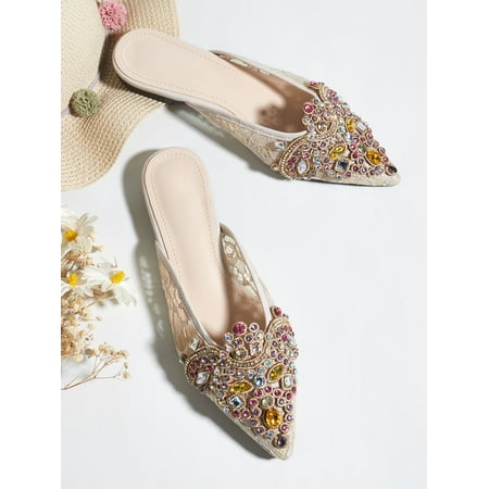 

Rhinestone Decor Flat Mules Women‘s Footwear