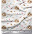 thumbnail image 1 of Soimoi White Poly Georgette Fabric Nest & Feather Decor Fabric Printed Yard 42 Inch Wide, 1 of 5