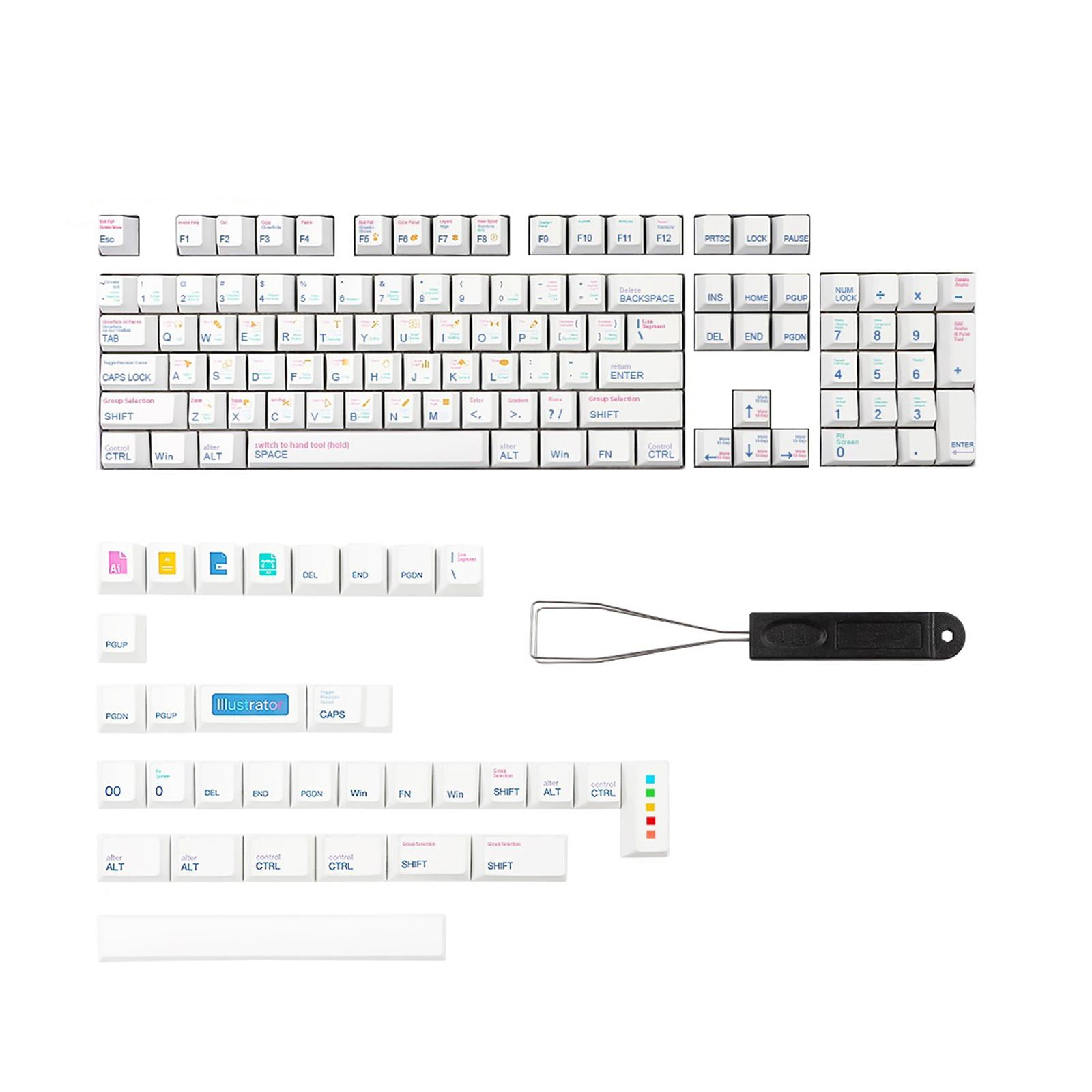 136 Key PBT DYE-Sub Keycaps Set, White AI Theme, Suitable Suitable for 61 -104 Mechanical Gaming Keyboards Compatible for Cherry MX & Clone Switches