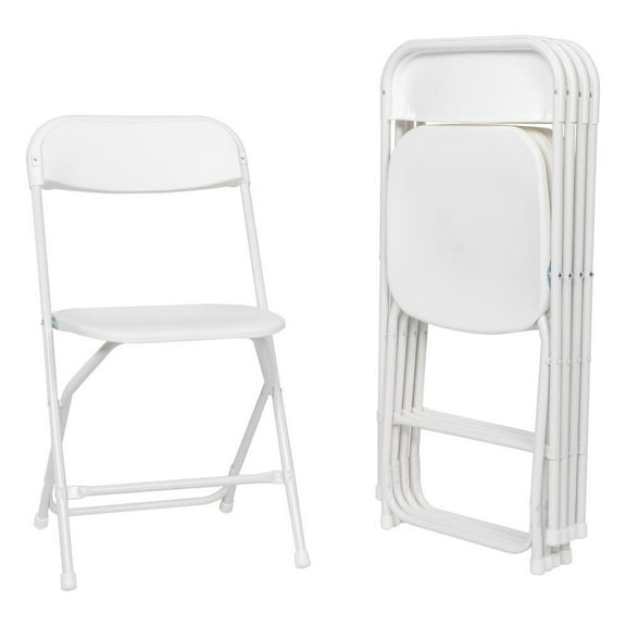 Hyxoo New Commercial White Plastic Folding Chairs Stackable Picnic Party( Set of 6 )