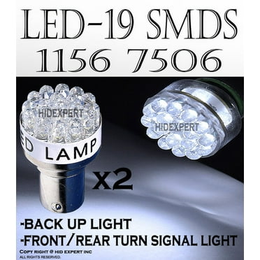 ICBEAMER 2 pcs BA15s 1156 1159 1295 1459 1619 1651 1680 7506 7527 19 SMDs LED Replace Halogen Light Bulbs [Color White]