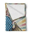 thumbnail image 2 of Guitar Soft Flannel Fleece Throw Blanket, Retro Style Composition Angry Skull American Flag Pattern Wings Electric Guitars, Cozy Plush for Indoor and Outdoor Use, 70" x 90", Multicolor, by Ambesonne, 2 of 5