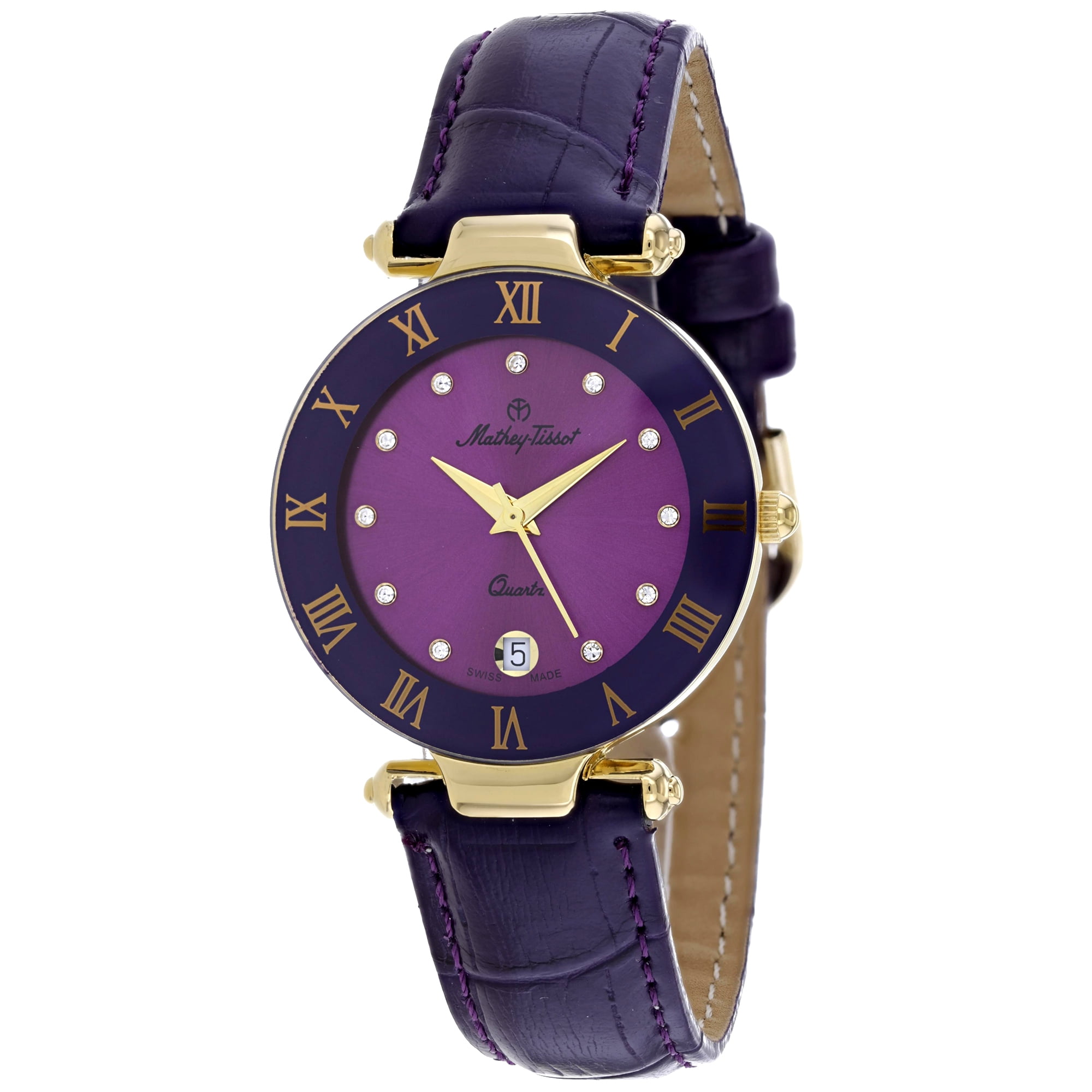 Mathey-Tissot Women\'s Quartz Dual Time Dial Travelers Watch Japan Movt 2420 Mathey-Tissot Mathy II Quartz Purple Dial Ladies Watch  main image 3