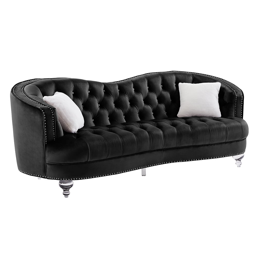 CJC Classic Velvet Sofa 3 Seater Upholstered Couch Furniture with ...