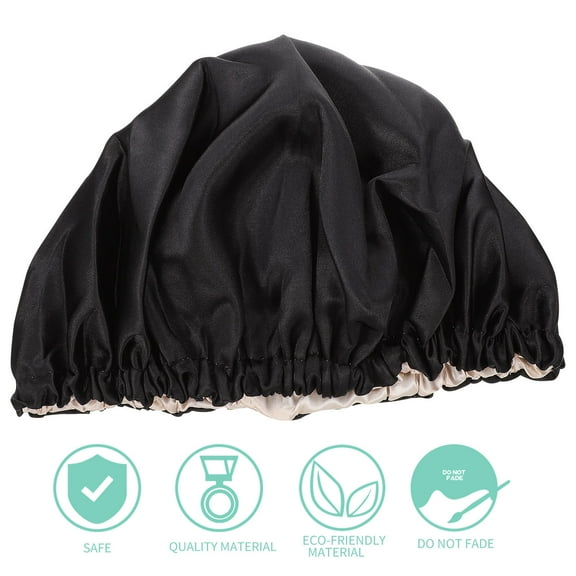 LEORX Lightweight Black Shower Hat Hair Bonnet with Elastic Fit for Home Use