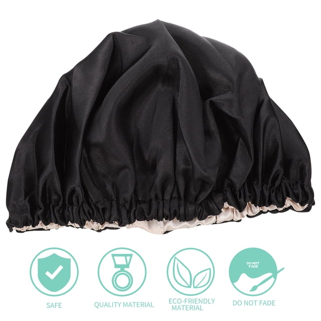 OULII Adjustable Sleeping Bonnet Black Polyester 1Set Keep Hair Clean For Kids Sleeping