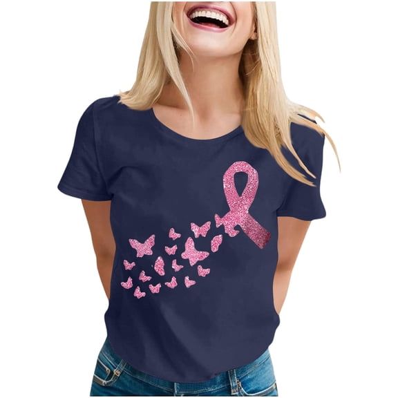 Neewe Breast Cancer Shirts for Women:Breast Cancer Awareness Shirts Cancer Care Gifts Short Sleeve Tee Top