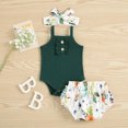 thumbnail image 2 of Vedolay Short Sets For Girls Girls' 2 Pieces Print Round Neck Short Sleeve Tee and Paperbag Waist Shorts Set,Green 6-9 Months, 2 of 4