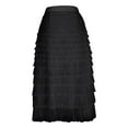 thumbnail image 4 of Women's A Line Tulle Party Evening Tutu Skirts Tea Length Pleated Skirt Long Ruffle Mesh Chiffon High Waist Bubble, 4 of 6