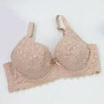 thumbnail image 4 of GEWSEY Sexy Lace Bras for Women Push Up V Neck Wireless Lined Comfort Bralettes Support Comfort Everyday Mesh Seamless Bra (Beige, 38D), 4 of 7