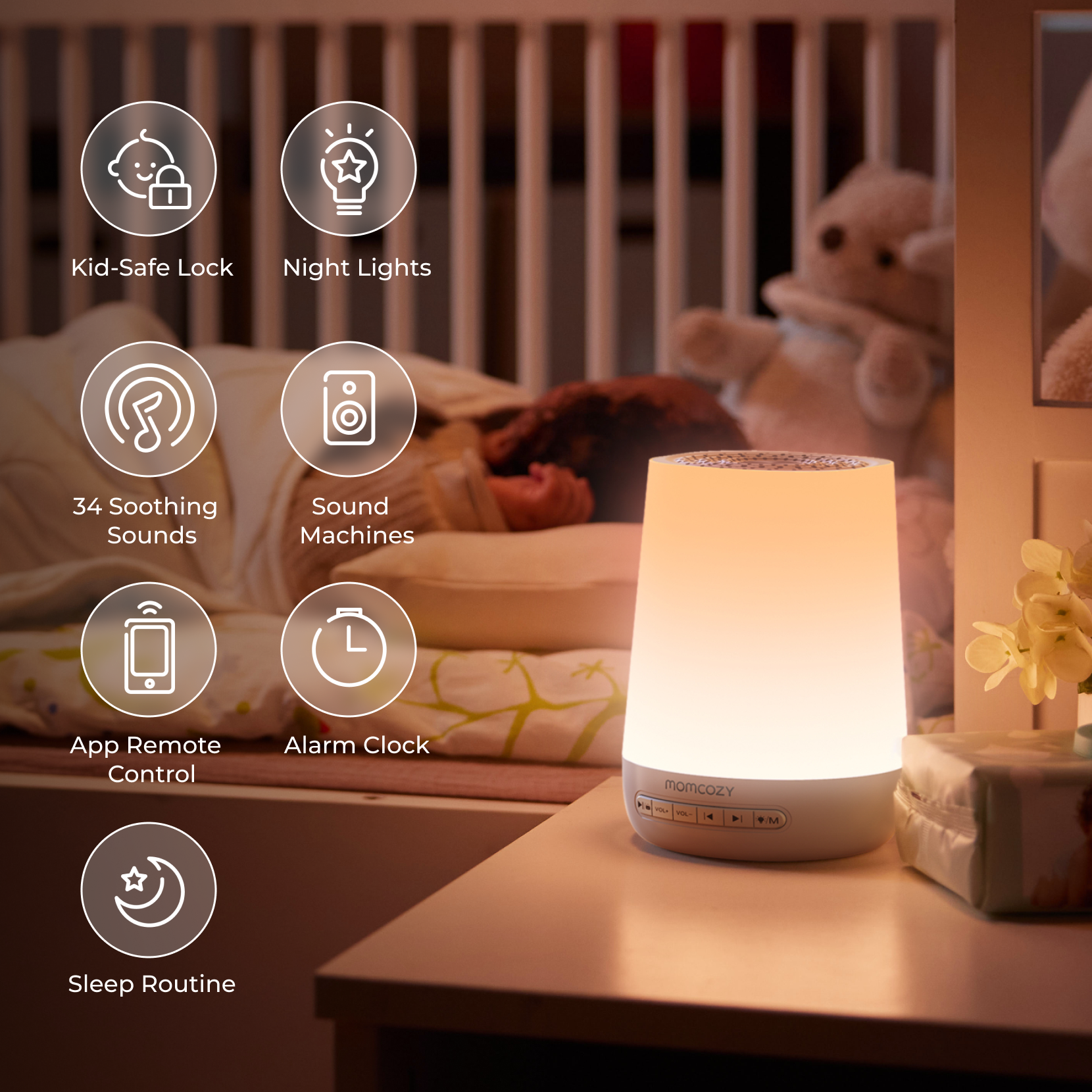 Momcozy Baby Sound Machine 34 Sounds Night Light photo 7