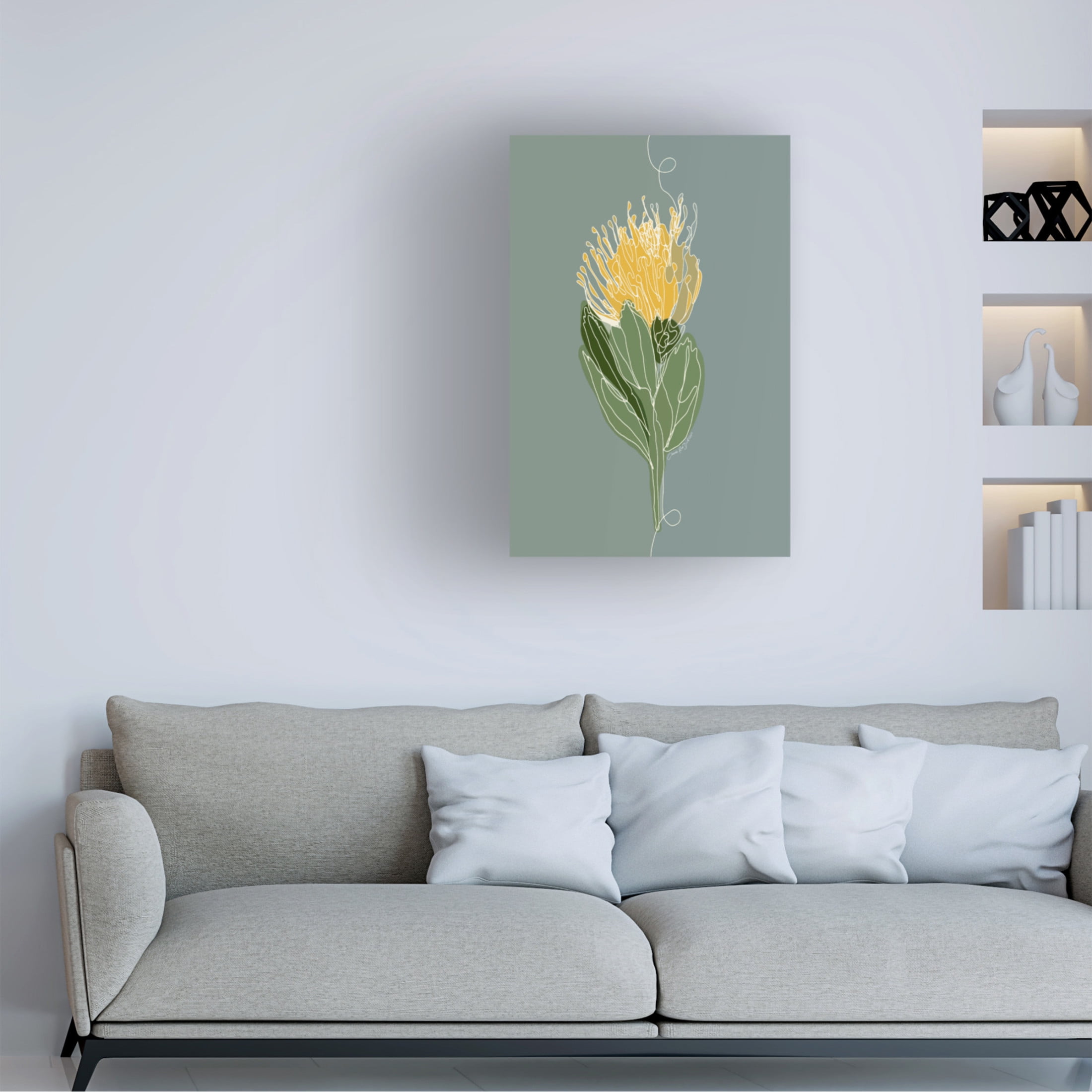 Canvas Wall Art - Cherie Roe Dirksen 'Yellow Pincushion Protea' Wall Art for Living Room, Bedroom, or Office Décor by Trademark Fine Art - 22 x 32 Inches