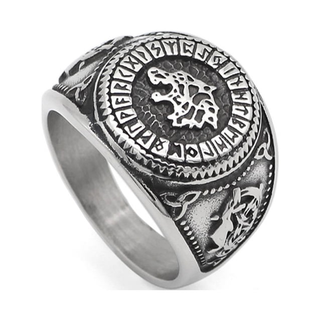 Minnieouse Lobo de moda que combina con todo anillo masculino anillos niños dedo joyería decoración accesorios Navidad cumpleaños regalos 9 # Type3 NO3