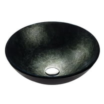 ANZZI Amalfi 16.5" Round Glass Vessel Bathroom Sink with Stellar Black