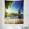 thumbnail image 1 of Paris Tapestry, Eiffel Tower France European Design Seine River Wooden Jets Photo Paris Traveling, Fabric Wall Hanging Decor for Bedroom Living Room Dorm, 5 Sizes, Green and Blue, by Ambesonne, 1 of 1
