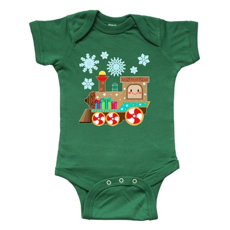 

Inktastic Merry Christmas Train with Presents and Snowflakes Gift Baby Boy or Baby Girl Bodysuit