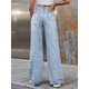 thumbnail image 4 of Pantalones Vaqueros Rotos de Cintura Alta para Mujer, Desgastados, Holgados, Rectos y de Pierna Azul M, 4 of 9