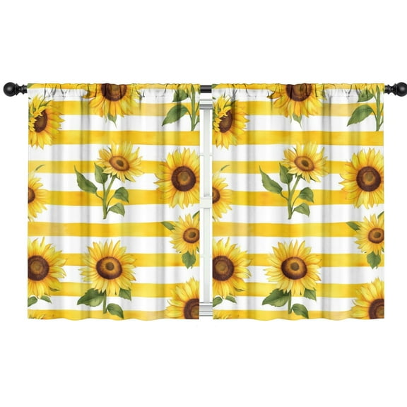 Blackout Kids Curtains,Sunflowers on Yellow Stripes Childrens Insulated Curtains Set Of 2,Bedroom Essentials,Toddler Room Decor 42x54in(106x137cm)