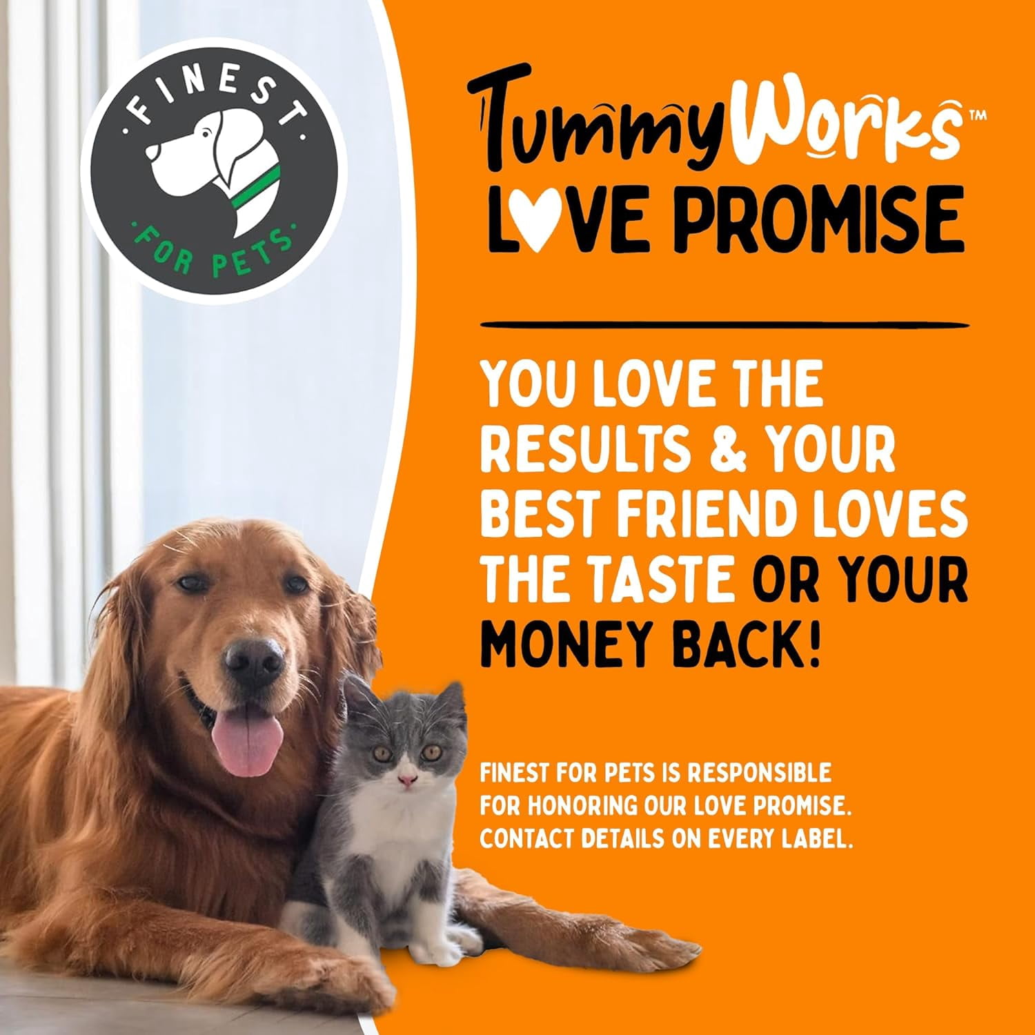 Finest for Pets TummyWorks Probiotic Powder for Dogs & Cats, Natural, 160 Scoops