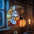 thumbnail image 5 of OCCOA Cute Ghost Stained Glass Style Acrylic Hanging Ornament with Bell Fall Pumpkin Window Suncatcher for Halloween Home Porch Decor Gift Idea, C, 5 of 6