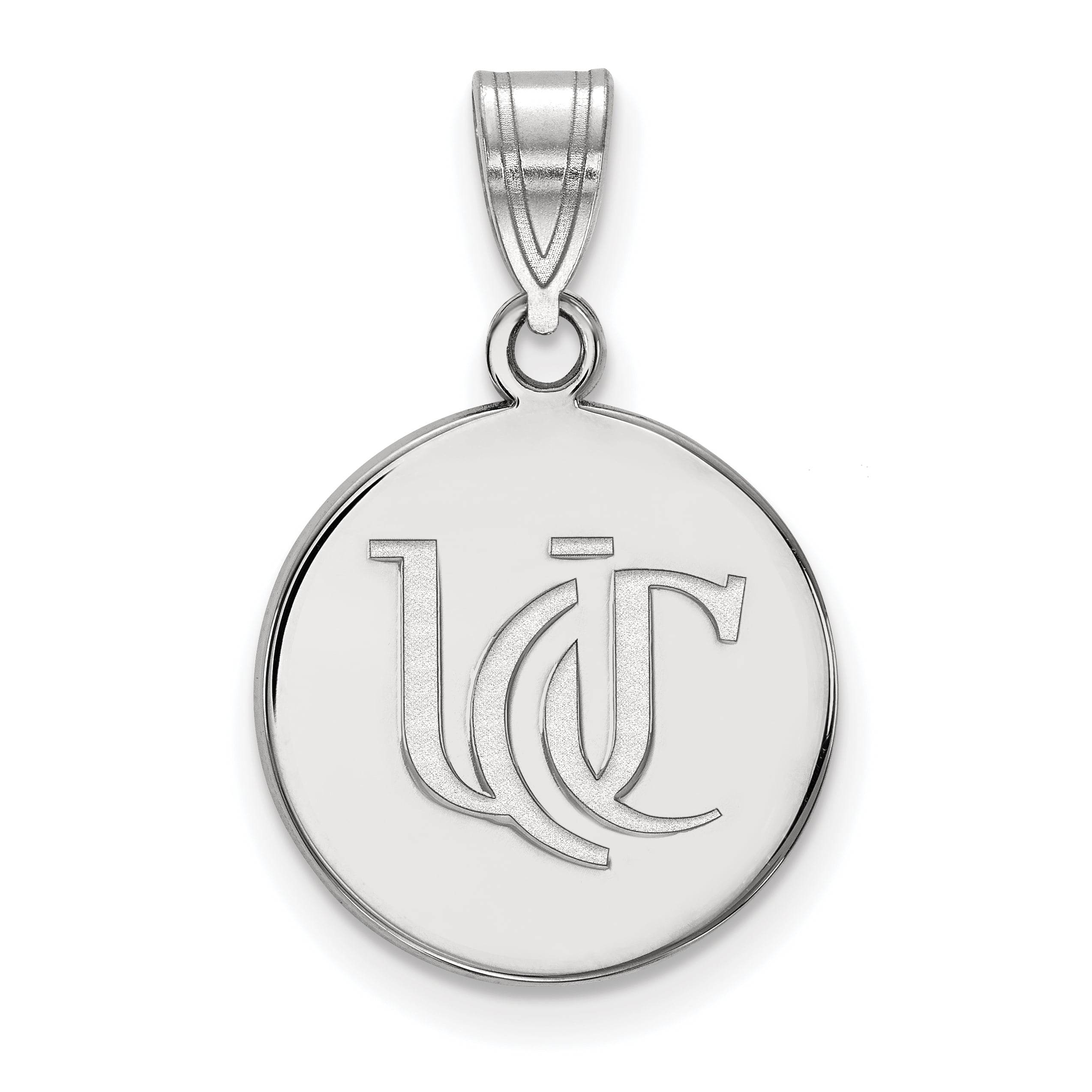 10k White Gold University of Virginia Cavaliers School Name Disc Pendant 16x15mm