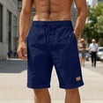 thumbnail image 2 of JUUYY Mens Shorts Casual Elastic Waist Drawstring Straight Roll-Up Hem Shorts Loose Lightweight Summer Beach Shorts with Pocket Navy XL, 2 of 6