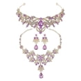 thumbnail image 2 of Purple Bridal Crown Jewelry Set Dangling Earrings Necklace for Brides Wedding Birthday 1 Set, 2 of 5