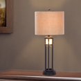 thumbnail image 2 of Fangio Lighting 30 inch Black Metal & Frosted Glass Table Lamp with Nightlight, 2 of 3