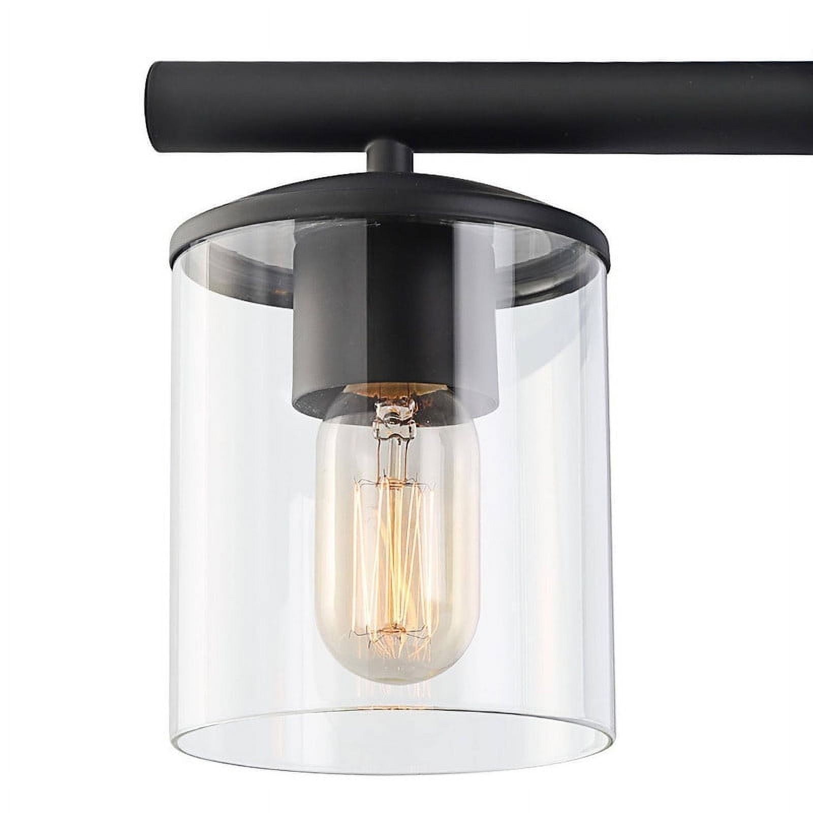 LNC Modern Black 5-Light Linear Kitchen Island Pendant with Clear Glass Shades