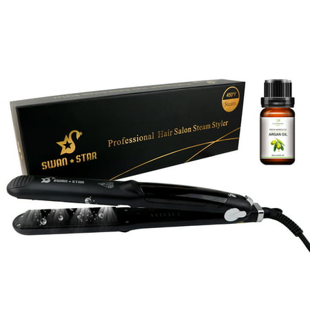 Steam Hair Straightener Salon Grade Ceramic Flat Iron with Anti-Static Technology and Digital Controls Suitable for All Hair