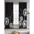 thumbnail image 2 of White Dandelion Sheer Curtains 63 Inch Length 2 Panels Set for Living Room/Bedroom, Spring Flowers Botanical Vintage Black Kitchen Curtains Grommet Semi-Sheer Curtains Window Treatments 42"x63"x2, 2 of 7